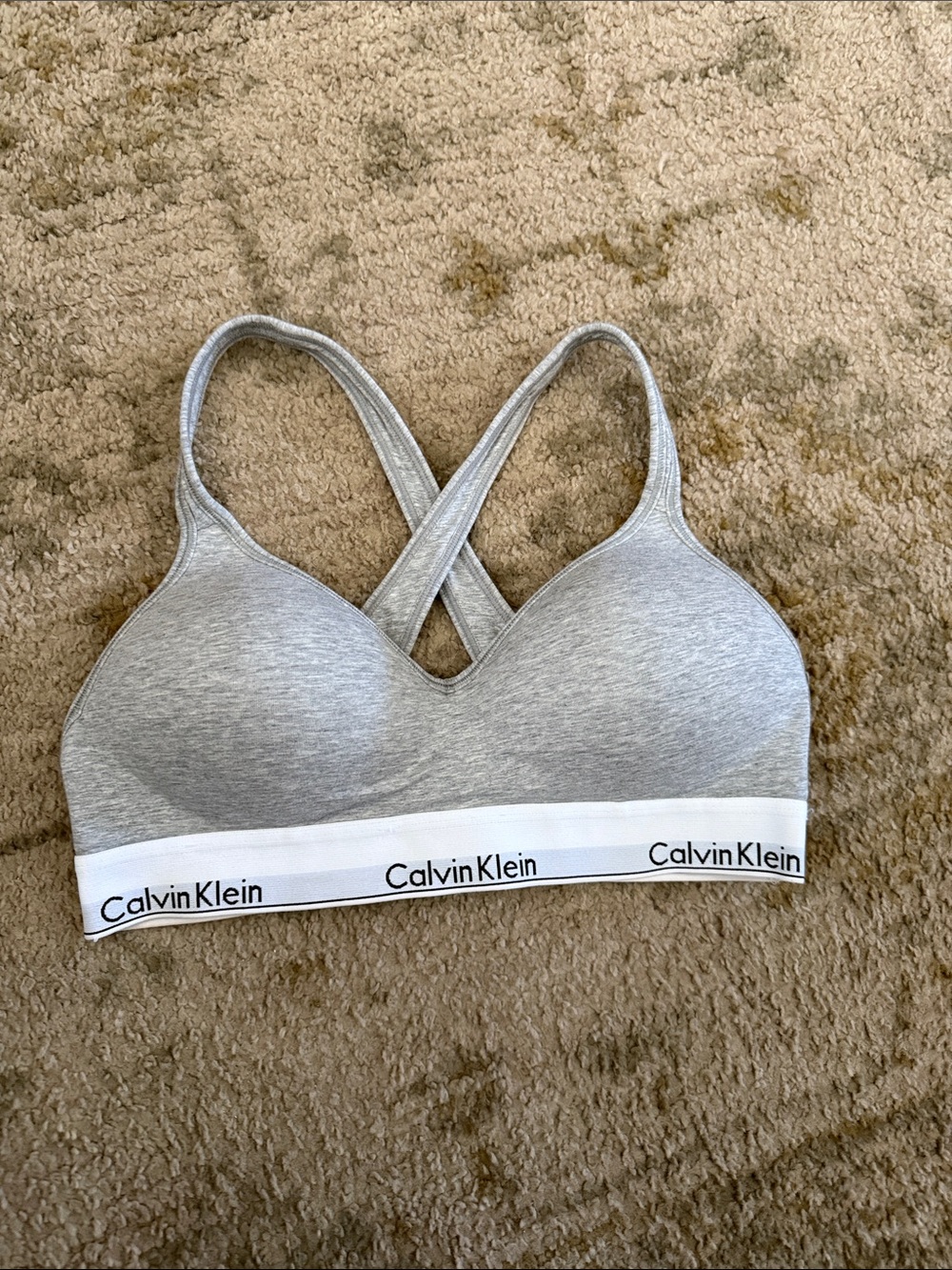 Calvin Klein Light Gray Crisscross Wireless Bralette